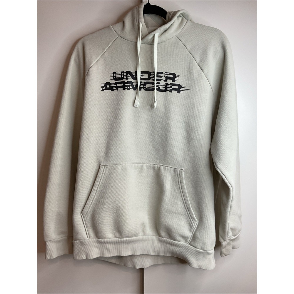 Under Armour UA Rival Fleece Textured Glitch Off White/Black Graphic Hooded M